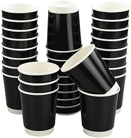 Nicesh 8 oz To Go Disposable Cups, Black Cold Paper Cups, 150 Counts