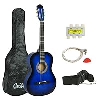 Smartxchoices Acoustic Guitar for Starter Beginner Music Lovers Kids Gift 38" 6-String Folk Beginners Acoustic Guitar With Gig bag, Strap, Tuner and Pick (Blue) ...