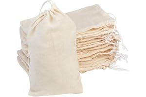 Tayfremn 50Pcs Cotton Drawstring Bags, Reusable Muslin Bag Natural Cotton Bags with Drawstring Produce Bags Bulk Gift Bag Jewelry Pouch for Party Wedding Home Storage, Natural Color (4x6 Inch)