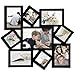 Adeco 9 Openings Decorative Black wood Wall hanging Collage Picture Linear Collage Picture Photo Frame - Made to Display Four 3x3, Two 3.5x5, Two 5x3.5, and One 5x7 photos