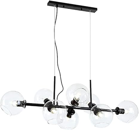 HLL Lámpara de araña esférica de vidrio transparente de 110 cm, lámpara