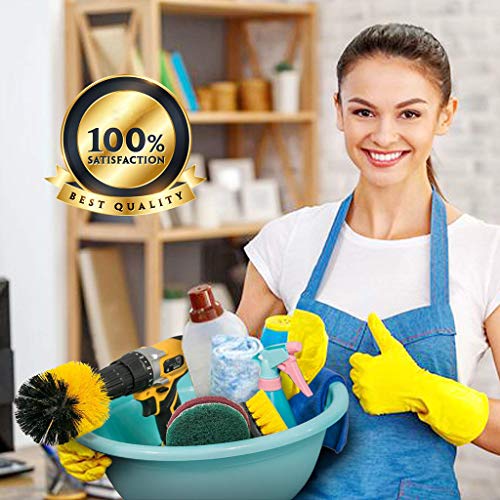 Gotian 14PCS Drill Brush Attachments Set Green Scrub Pads Sponge Power Scrubber Brush - Clean Your Bathtub, Grout, Upholstery, Bathroom Surface, Floor, Tile, Shower, Toilet and Carpet (Blue)