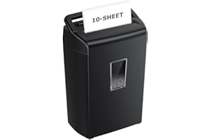 Bonsaii 10-Sheet Cross Cut Paper Shredder, 5.5 Gal Home Office Heavy Duty Shredder for Credit Card, Staple, Clip with Transpa