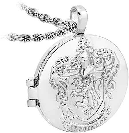 lan27 Hogwarts Slythrin Gryffindor Ravenclaw Hufflepuff School Badge Locket Necklace For Men