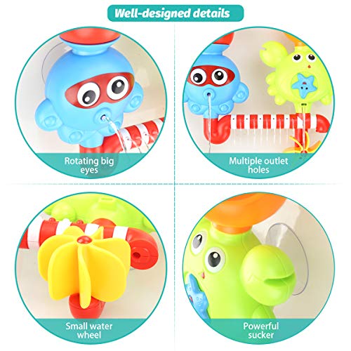 Bath Toys for Toddlers Babies Kids 1 2 3 Year Old Boys Girls Bathtub Toys Bath Wall Toy Fill Flow and Spin Waterfall Station with Strong Suction Cups Bath Toys Non Toxic Bath Toy Gift Ideas - Thumbnail 5