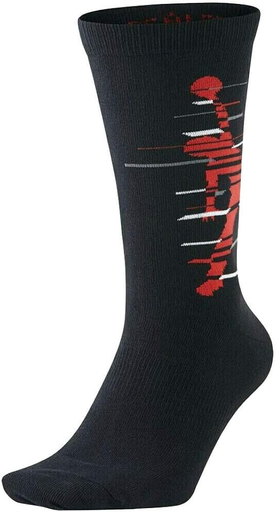 Jordan Men's Retro 14 Crew Socks Large (912) Black Red Amazon.in