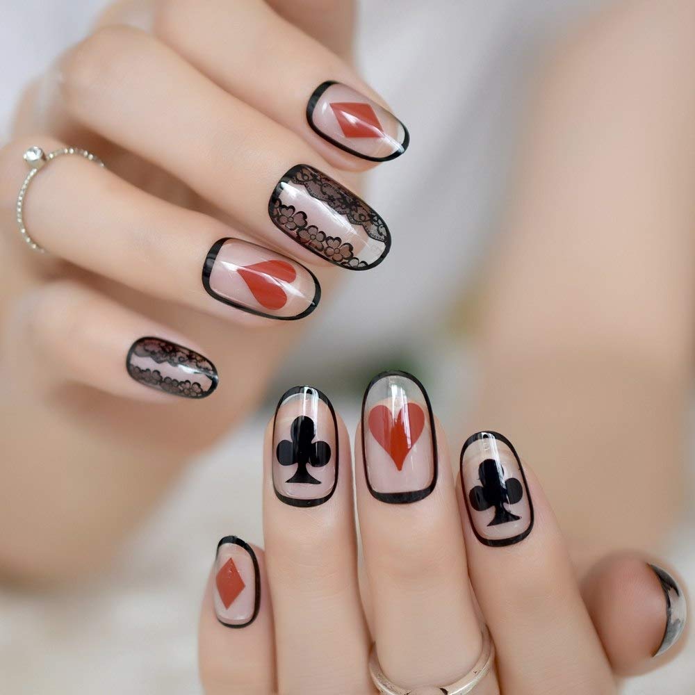 Amazoncom Coolnail Poker Black Lace Decals False Fake Nails