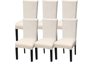 Fuloon 6 Pack Super Fit Stretch Removable Washable Short Dining Chair Protector Cover Seat Slipcover for Hotel, Dining Room, Ceremony, Banquet Wedding Party
