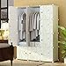 KOUSI Portable Closet Clothes Wardrobe Bedroom Armoire Storage Organizer with Doors, Capacious & Sturdy,White with Wood Grain Pattern, 6 Cubes & 2 Hangers