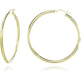 14K Gold Polished Round Hoop Earrings