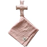 Cross Lovey, Cross Security Blanket, Christian Baby Gift, Baptism Gift, Easter Gift, Newborn Baby Gift, Blessing Blanket (Dusty Pink)