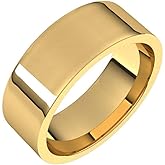 Sonia Jewels Solid 14k Yellow Gold 7mm Flat Comfort Fit Wedding Band Ring Classic Plain Traditional - Size 8