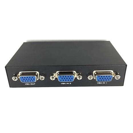 duttek 2-Port VGA-Switch 2 in 1 out für PC oder Monitor Sharing oder Umschalten