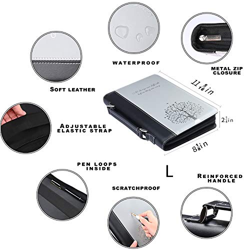 Bible Book Cover with Zippered for Men and Women, Book Protector, PU Leather Handle,Tree Pattern,Bible Case,Christian Bible Tote (L)