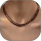GIGB PBDK Chunky Brown Leopard Choker Necklace, Adjustable Snake Bone Chain Minimalist Exaggerated Necklace, Vintage Statement Thick Complex Outfits Accessory