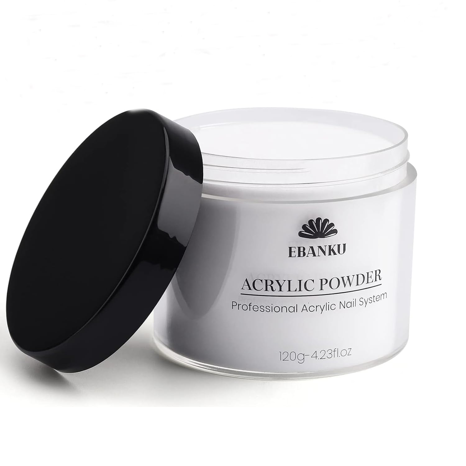 120g/4.23oz Clear Acrylic Powder, EBANKU Acrylic Powder Large Capacity Professional Acrylic Nail Powder for Nail Acrylic Extension, Nail Carving, Long-Lasting, No Nail Lamp Needed