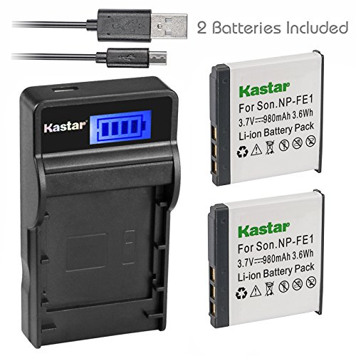Kastar Battery (X2) & SLIM LCD Charger for Sony NP-FE1 and Sony Cyber-shot DSC-T7 DSC-T7/B DSC-T7/S DSC-P2 DSC-P3 DSC-P5 DSC-P9 DSC-P7 Digital Camera