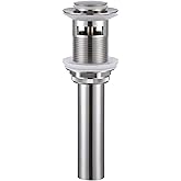Angle Simple Bathroom Sink Drain with Overflow, Brass Pop Up Sink Drain Stopper Brushed Nickel