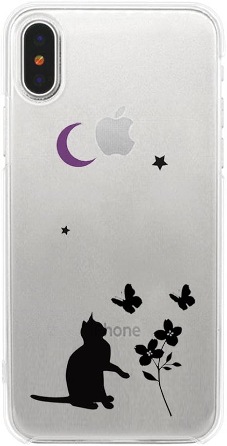 Amazon Iphone Xr ソフトケース Tpu クリア 猫と花と蝶々 8 Otas ケース カバー
