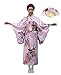 CRB Girls Kimono Japanese Top Robe Sash Belt Fan Set (Height 150cm, Pink)