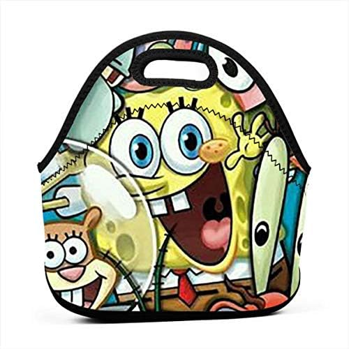 YHHCZX Sponge Bob and Patrick Portable Lunch Bag Carry Case Tote with Zipper Strap Box Cooler Container Bags Picnic Outdoor Travel Handbag Pouch for Women Men Kids Girls