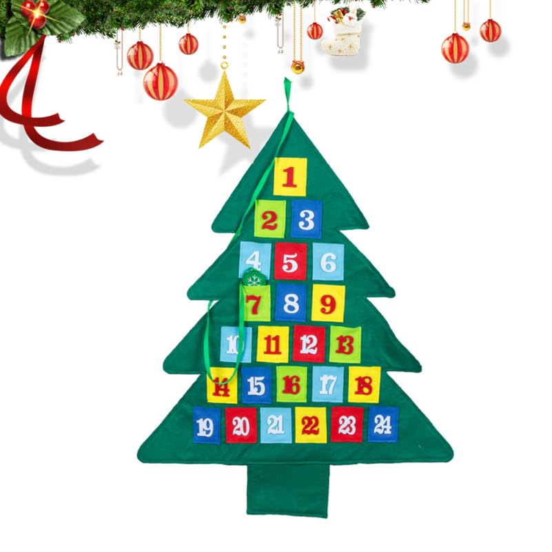 Tofficu Christmas Decorations Indoor Artificial Christmas Tree Red Suit Day Countdown Ornaments for Xmas Decor Hanging Decorations Fabric Calendar Countdown Calendar Pendant