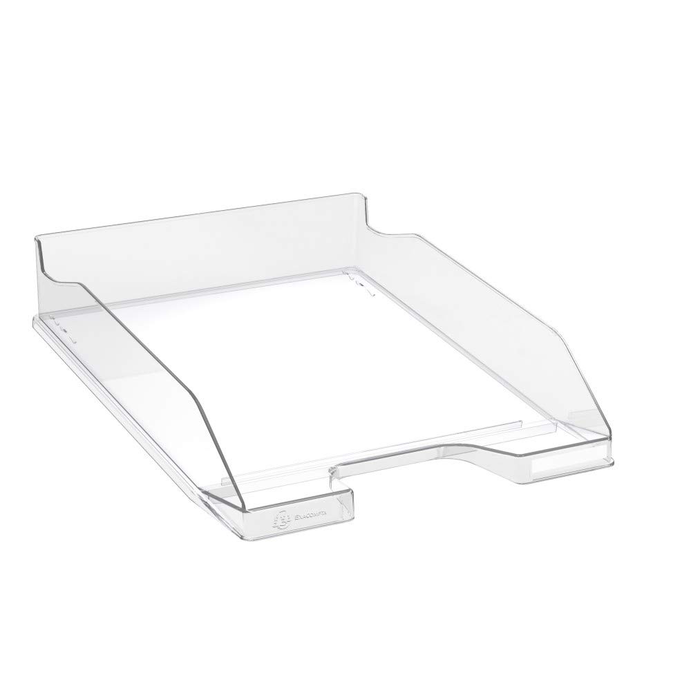 Exacompta - Ref 113223D - Office Letter Tray Combo Midi - 347 x 255 x 65mm in Size, Suitable for A4 Documents, Stackable with Others, Holds Approx. 500 Sheets - Clear Glossy