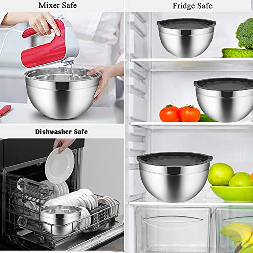 Stainless Steel Mixing Bowl, Set of 5 Mixing Bowls with Lids Set, 4.5