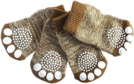 Mable Ruth Pet Dog & Puppy Nonslip Socks - Comfortable Shoes Boots With Rubber Reinforcement - Set of 4 Breathable Soft, and Nonslip Knit Socks For Dogs - Comfortable Sock Design for Pet Dogs (Small)