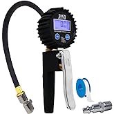 JACO FlowPro 2.0 Digital Tire Inflator with Pressure Gauge - 200 PSI | Calibrated Accurate, Quick-Connect Locking Air Chuck, LCD Display, Flexible Hose &amp; 1/4" NPT Compressor Fitting