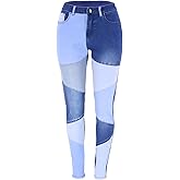 FOURSTEEDS Women's High Waist Sexy Skinny Patchwork Distressed Jeans Curved Denim Pants