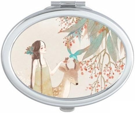 Amazon Co Jp Boygirl中国の古典的なスタイルのイラストレーター 楕円形のコンパクトメークアップポケットミラー携帯用の小さなかわいいハンドミラープレゼント ホーム キッチン