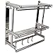 PNBB Stainless Steel Double Towel Bar 24 inch wih 5 Hooks,Bathroom Shelves，Towel Holders Bath,Towel Rack,Bathroom Shelves (40cm)