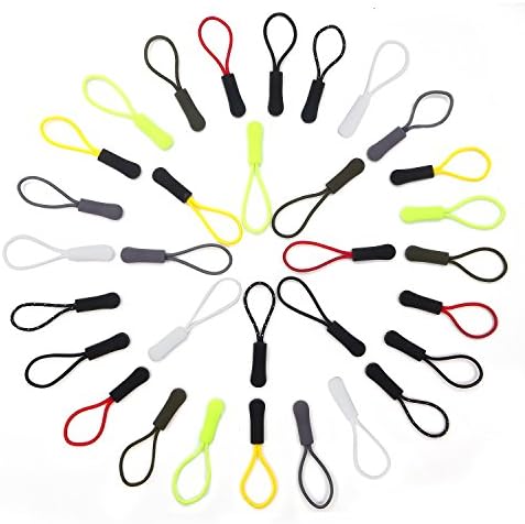 Janext Nylon Cord Zipper Pull Zipper Extension Replacement Zipper Fixer Zipper Tags,32 Pieces,8 Colors