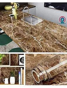 One2one Enterprises Brown Gloss Self Adhesive Marble for Almirah/Fridge/Wall/Table/Cupboard Decorative Furniture Interior & Renovation Projects (2 x 6 Feet)