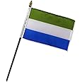 Quality Standard Flags One Dozen Sierra Leone Stick Flag, 4 by 6"