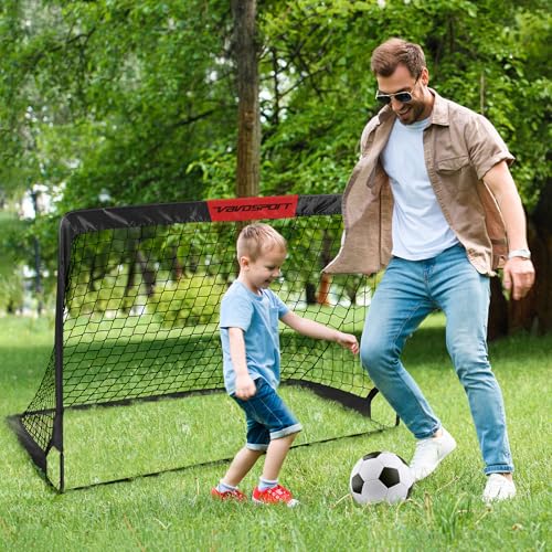 Kids Football Goals for Garden Set – 2 x 4ft x 3ft Portable Football Goals with Size 3 Ball, Pump, Cones & Carry Bag, Pop-Up Kids Football Net, Outdoor Garden Football Training Equipment Boys Gifts