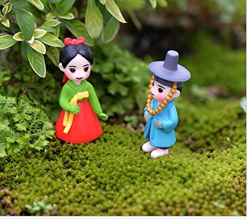LU2000 Asian People Minifigures Small Size Micro Figurines Statue Korean Style [Autumn Series] for Micro Landscape Desk Home Decoration Little Statue Mini Sculptures Pack of 4