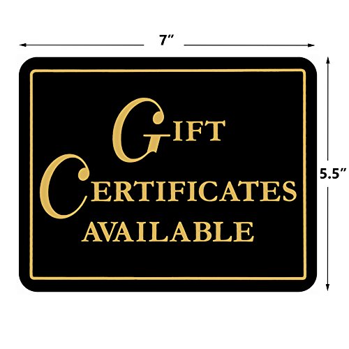 Gift CERTIFICATES Available - Retail Store Merchandise Business Sign - Durable Plastic 7"x 5,5" Store Sign - Boost Sales with Attractive and Elegant Display Signs - Promote Business at Retail Stores