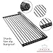 Uniqook Roll Up Dish Drying Rack - Over the Sink Multipurpose XL Silicone Stainless Steel Dishes Drainer, Drain Board Colander Mat and Dry Dishes Organizer, for Pans Bottles Bowls, Foldable Storage