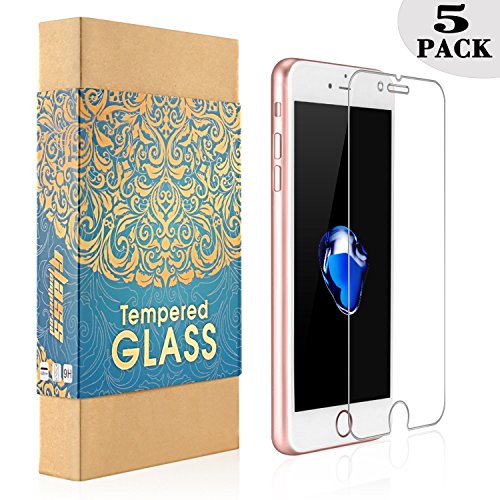 [5-Pack] iPhone 5 /5s iPhone 6 /6s Plus iPhone 7 / 7Plus KAFKA Tempered Glass Screen Protector,0.3mm Slim and Anti-Fingerprint,Oil Stain&Scratch Coating,Bubble Free Easy Install