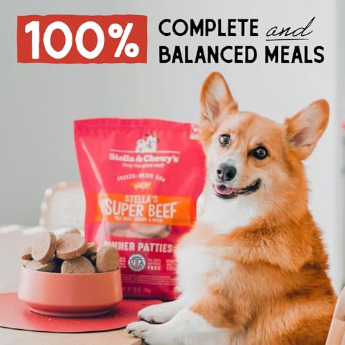 STELLA & CHEWY’S FREEZE DRIED RAW DINNER PATTIES – GRAIN FREE DOG FOOD, PROTEIN RICH STELLA’S SUPER BEEF RECIPE – 5.5 OZ BAG