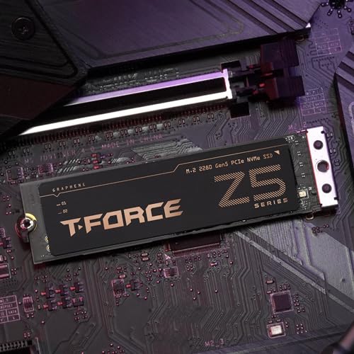TEAMGROUP T-Force Z540 1TB Gen5x4 DRAM SLC Cache 3D TLC NAND NVMe Phison E26 PCIe M.2 2280 Gaming SSD with Ultra-Thin Graphene Heat Spreader Read/Write 11700/9500 MB/s TM8FF1001T0C129