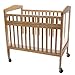 LA Baby Compact Non-folding Wooden Window Crib with Safety Gate, Natural