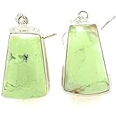 Genuine Lemon Chrysoprase 925 Solid Sterling Silver Earrings 35mm
