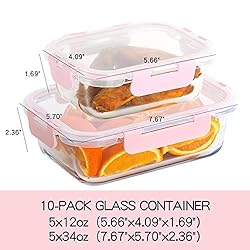 UMEIED 10 Pack Glass Food Storage Containers with