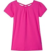 Noomelfish Girls Criss Cross Back T-Shirts Short Puff Sleeve Tee Tops (5-12 Years)