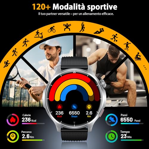 SLOKSFil Men's Smartwatch with Bluetooth Calls, 1.52 Inches HD Smart Fitness Watch with 1000 mAh 24/7 Heart Rate Monitor SpO2 Sleep 110+ Sport Waterproof IP68 for Android iOS (Steel Black)
