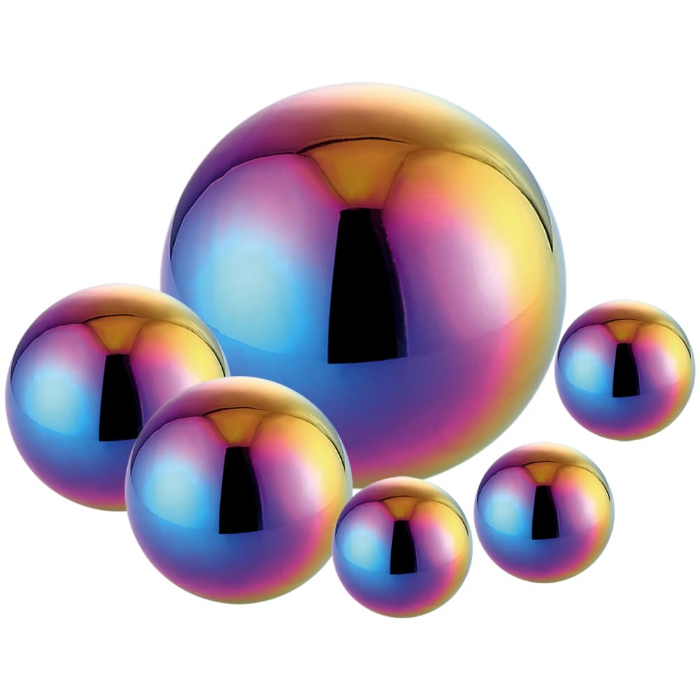 BESPORTBLE 6Pcs Garden Gazing Balls, Stainless Steel Mirror Spheres for Outdoor Decoration, Shiny Hollow Globe Ornaments for Pond Floating and Lawn Decor, Silver Metal Reflective Orb