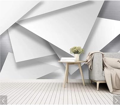 Guyuell 3D Abstracto Geométrico Blanco Papel Pintado Mural Arte Pared